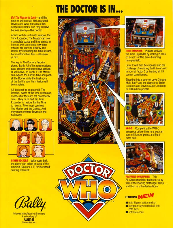 doctor who pinball promotional stuff flier or flyer